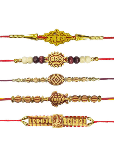Indyancart Unisex Set Of 5 Beaded Rakhi