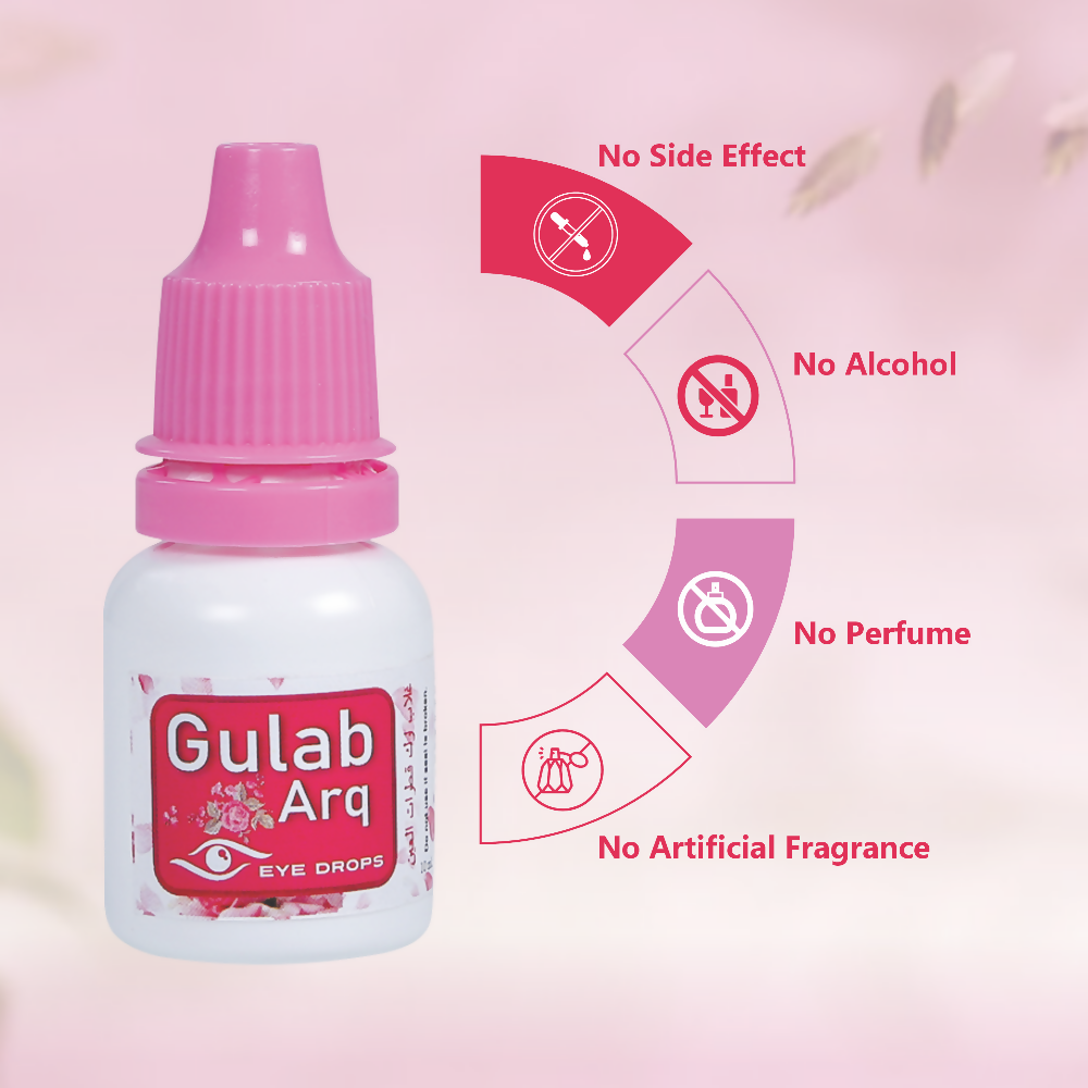 Satya Pharmaceuticals Ayurveda Gulab-Arq eye drops in a glass bottle with a dropper for natural eye wellness.