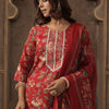 Dhiyona IE Floral Printed Round Neck Straight Kurta With Trousers & Dupatta