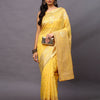 Women's Silk Cotton Yellow Woven Design Woven saree With Blouse Piece
