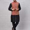 Men's Black Silk Blend Straight Jacket  Kurta and Pyjama Set