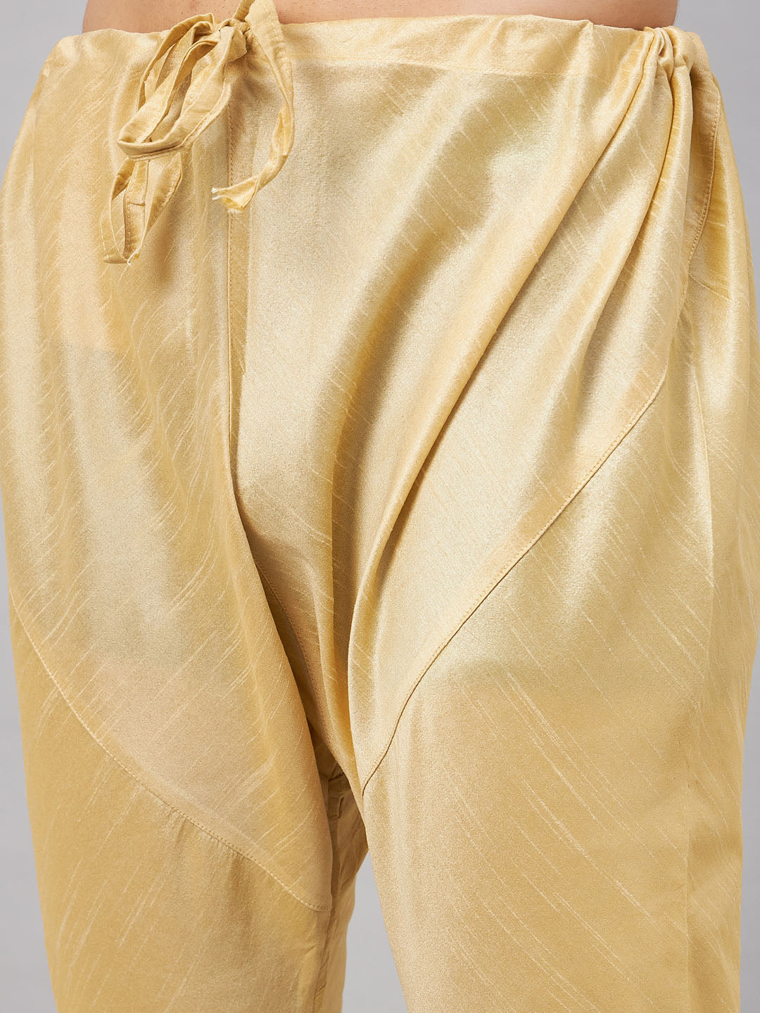 Men's Gold Silk Blend Straight Jacket  Kurta and Pyjama Set