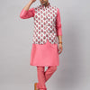 Men's Pink Silk Blend Straight Jacket  Kurta and Pyjama Set