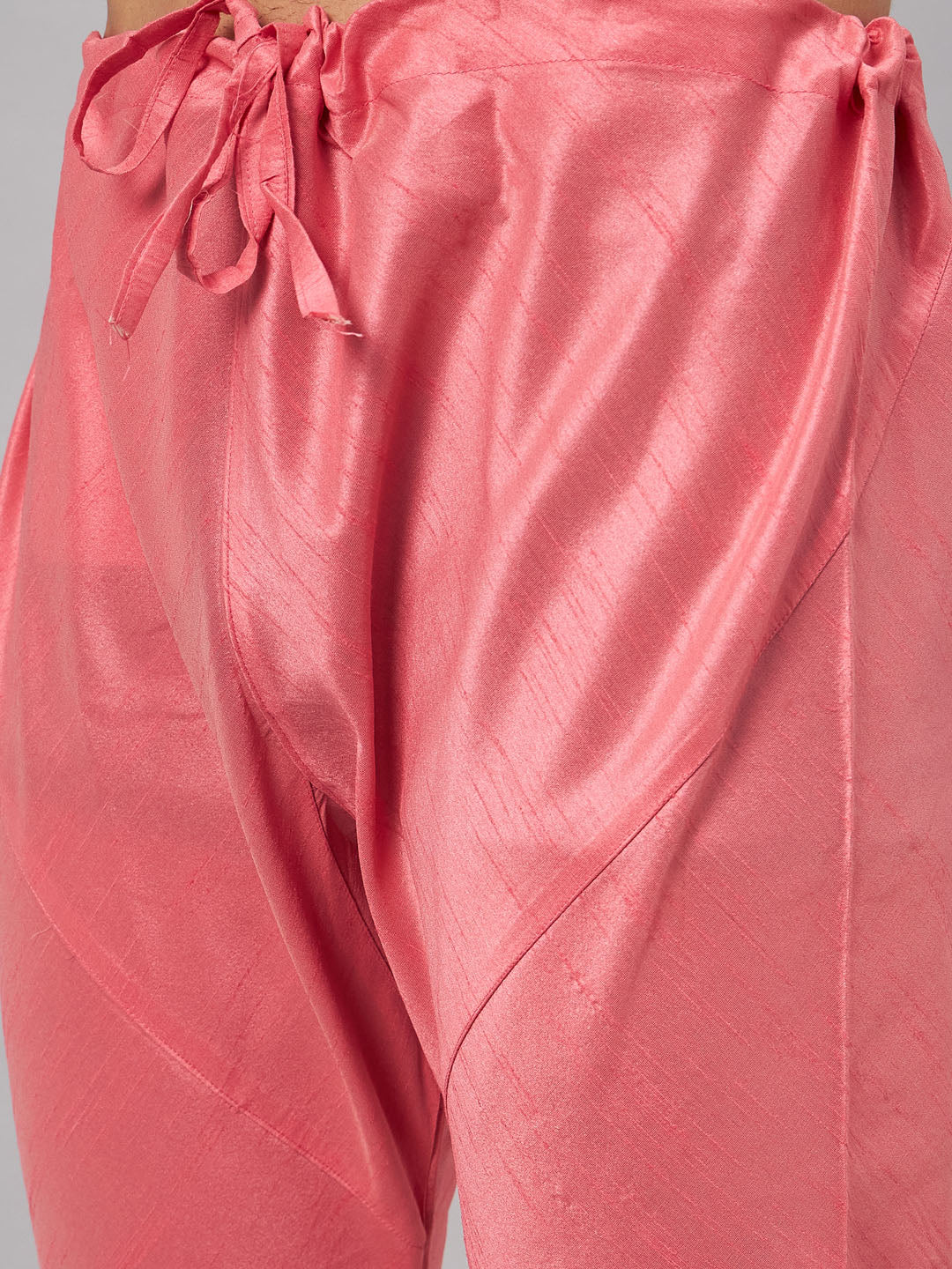 Men's Pink Silk Blend Straight Jacket  Kurta and Pyjama Set