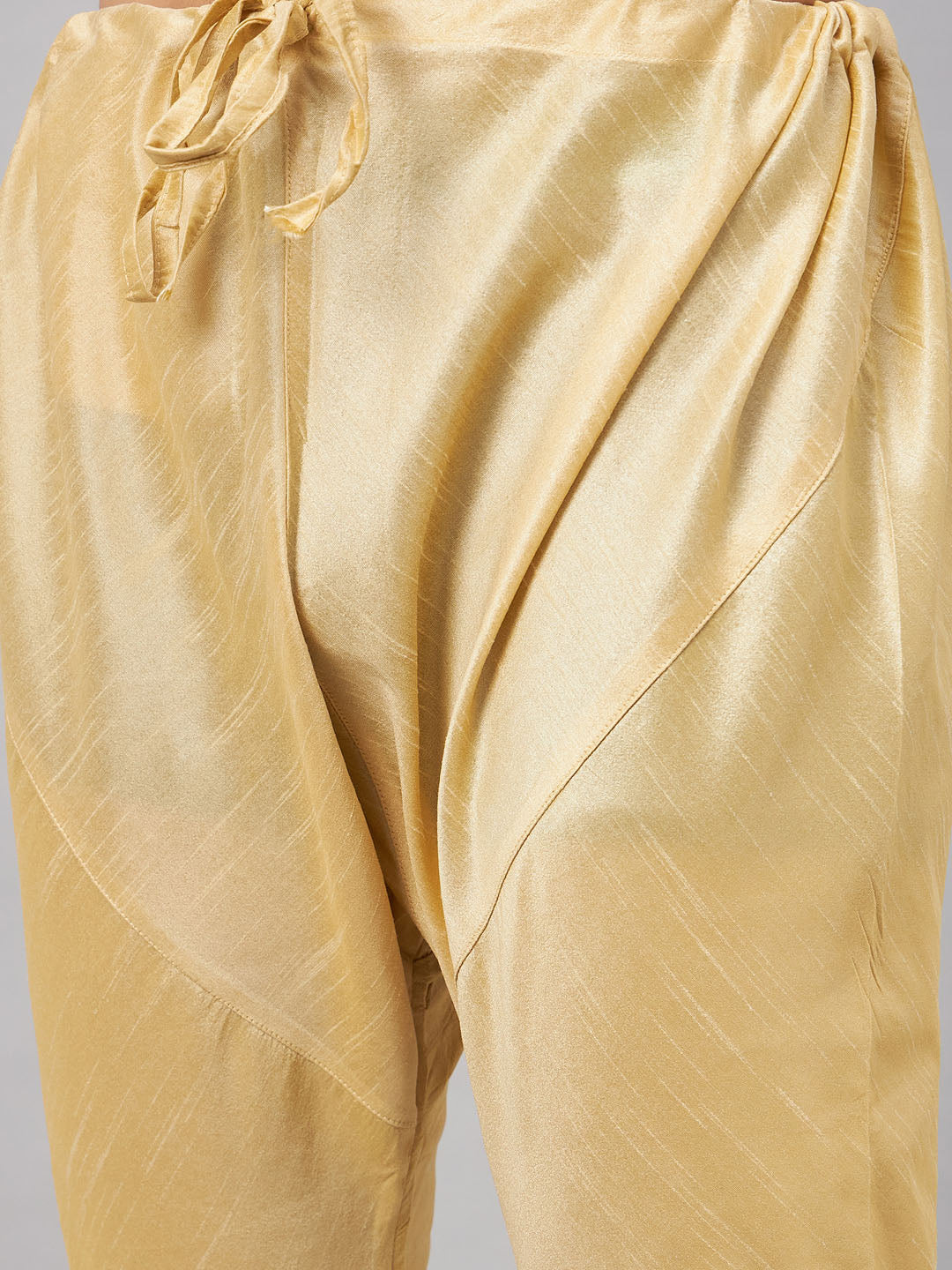 Men's Gold Silk Blend Straight Jacket  Kurta and Pyjama Set