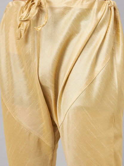 Men's Gold Silk Blend Straight Jacket  Kurta and Pyjama Set