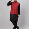 Men's Black Silk Blend Straight Jacket  Kurta and Pyjama Set