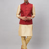 Men's Gold Silk Blend Straight Jacket  Kurta and Pyjama Set