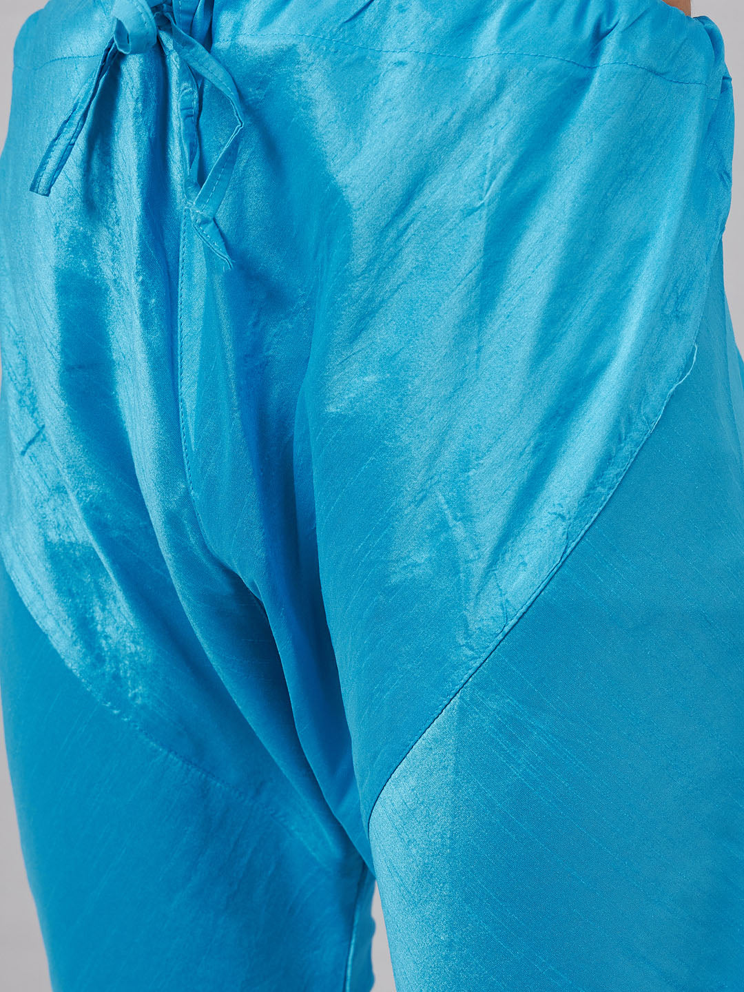 Men's Aqua Silk Blend Straight Jacket  Kurta and Pyjama Set