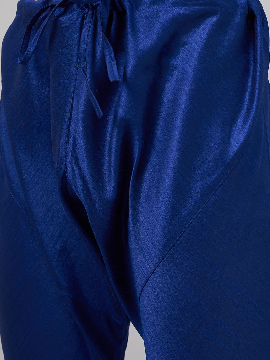 Men's Blue Silk Blend Straight Jacket  Kurta and Pyjama Set