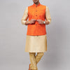 Men's Gold Silk Blend Straight Jacket  Kurta and Pyjama Set
