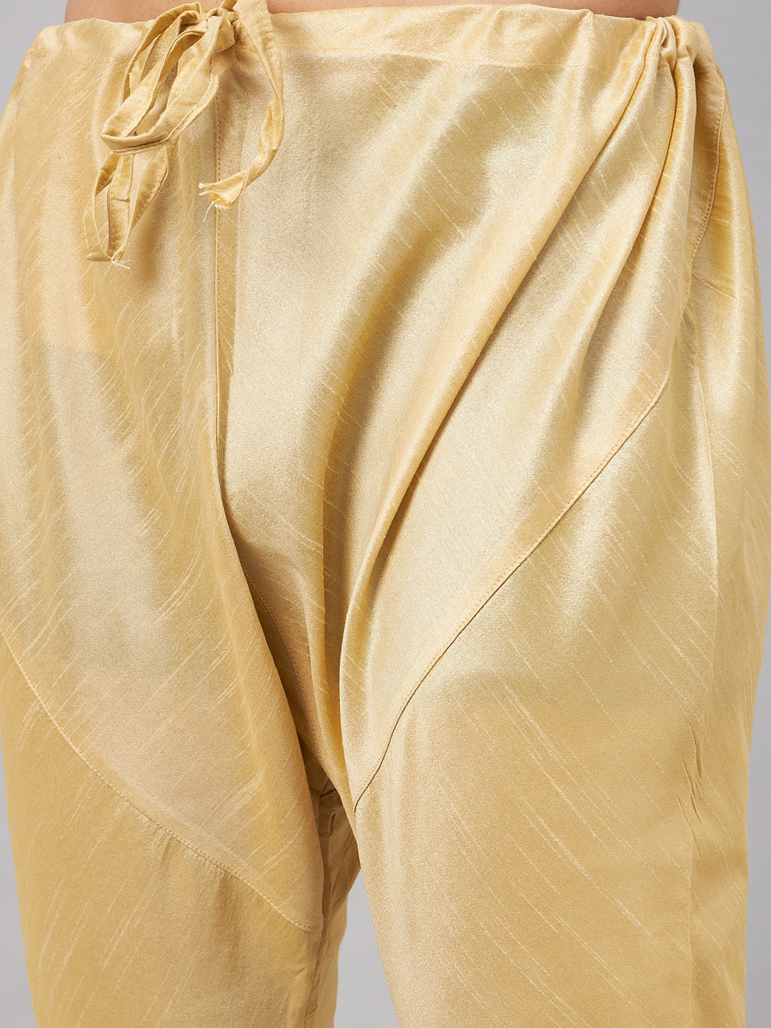Men's Gold Silk Blend Straight Jacket  Kurta and Pyjama Set