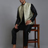 Men's Black Silk Blend Straight Jacket  Kurta and Pyjama Set
