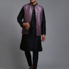 Men's Black Silk Blend Straight Jacket  Kurta and Pyjama Set