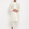Men's Cream Silk Blend Straight Kurta Pyjama Set
