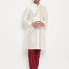Men's Cream Silk Blend Straight Kurta Pyjama Set