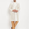 Men's Cream Silk Blend Straight Kurta Pyjama Set