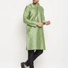 Men's Mint Green Silk Blend Straight Kurta Pyjama Set