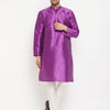 Men's Purple Silk Blend Straight Kurta Pyjama Set