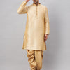 Men's Beige Silk Blend Straight Kurta and Dhoti Set