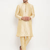 Men's Gold Silk Blend Straight Kurta Pyjama Set