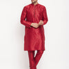 Men's Maroon Silk Blend Straight Kurta Pyjama Set