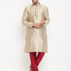 Men's Beige Silk Blend Straight Kurta Pyjama Set