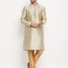 Men's Beige Silk Blend Straight Kurta Pyjama Set