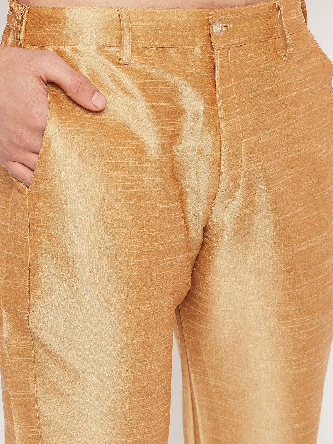 Men's Beige Silk Blend Straight Kurta Pyjama Set