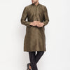 Men's Black Silk Blend Straight Kurta Pyjama Set