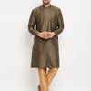 Men's Black Silk Blend Straight Kurta Pyjama Set
