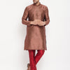 Men's Maroon Silk Blend Straight Kurta Pyjama Set
