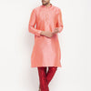 Men's Pink Silk Blend Straight Kurta Pyjama Set