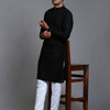 Men's Black Cotton Blend Straight Kurta Pyjama Set