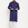 Men's Blue Cotton Blend Straight Kurta Pyjama Set