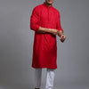 Men's Maroon Cotton Blend Straight Kurta Pyjama Set