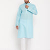Men's Aqua Cotton Straight Kurta Pyjama Set