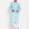 Men's Aqua Cotton Straight Kurta Pyjama Set