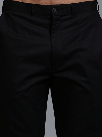 Men's Black Cotton Blend Straight Kurta Pyjama Set