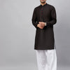 Men's Black Cotton Straight Kurta And Patiala Set