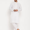 Men's Cream Cotton Straight Kurta Pyjama Set