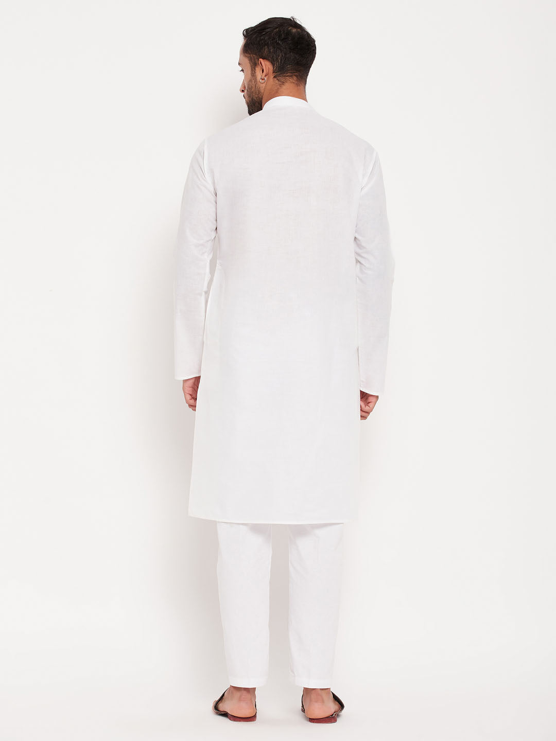 Men's Cream Cotton Straight Kurta Pyjama Set