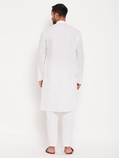 Men's Cream Cotton Straight Kurta Pyjama Set