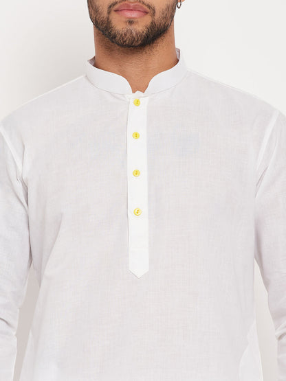 Men's Cream Cotton Straight Kurta Pyjama Set