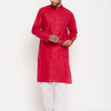 Men's Maroon Cotton Straight Kurta Pyjama Set