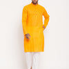 Men's Orange Cotton Straight Kurta Pyjama Set
