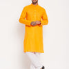 Men's Orange Cotton Straight Kurta Pyjama Set