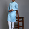 Men's Aqua Cotton Straight Kurta Pyjama Set
