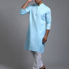 Men's Aqua Cotton Straight Kurta Pyjama Set