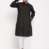 Men's Black Cotton Straight Kurta Pyjama Set